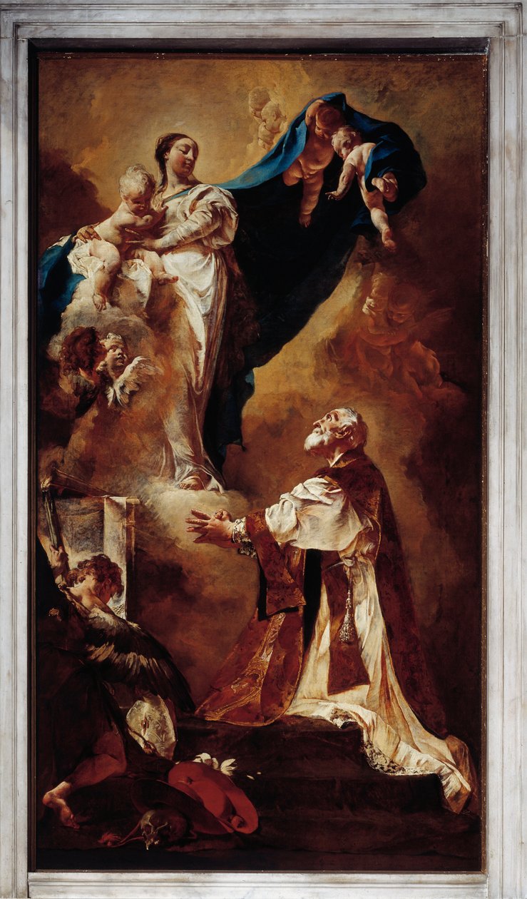 Panna se zjevuje svatému Filipu Nerimu (olej na plátně od Giovanni Battista Piazzetta