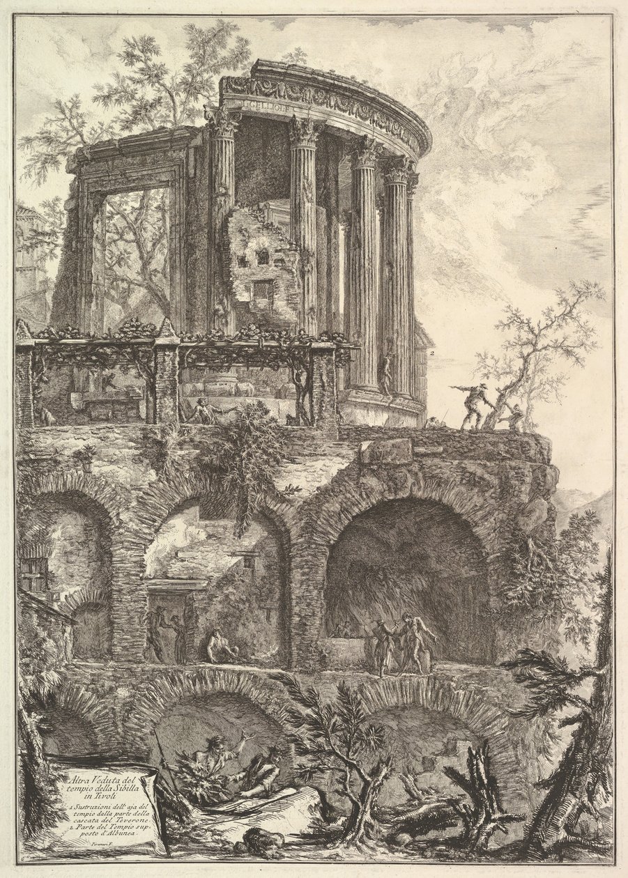 Altra V. del Tempio della Sibilla v Tivoli Jiný pohled na chrám Sibů ..., 18. století. od Giovanni Battista Piranesi