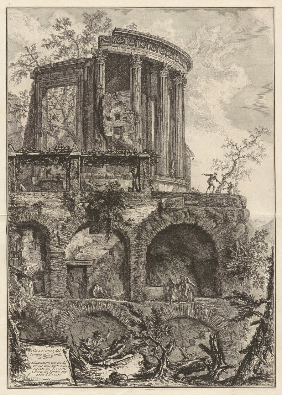Další pohled na chrám Sibyly v Tivoli, z Vedute di Roma (Pohledy na Řím) od Giovanni Battista Piranesi