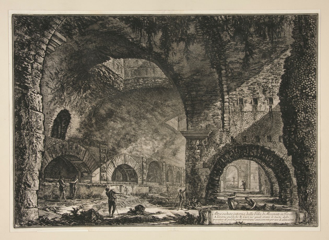 Další vnitřní pohled na vilu Maecenas v Tivoli, z Vedute di Roma od Giovanni Battista Piranesi