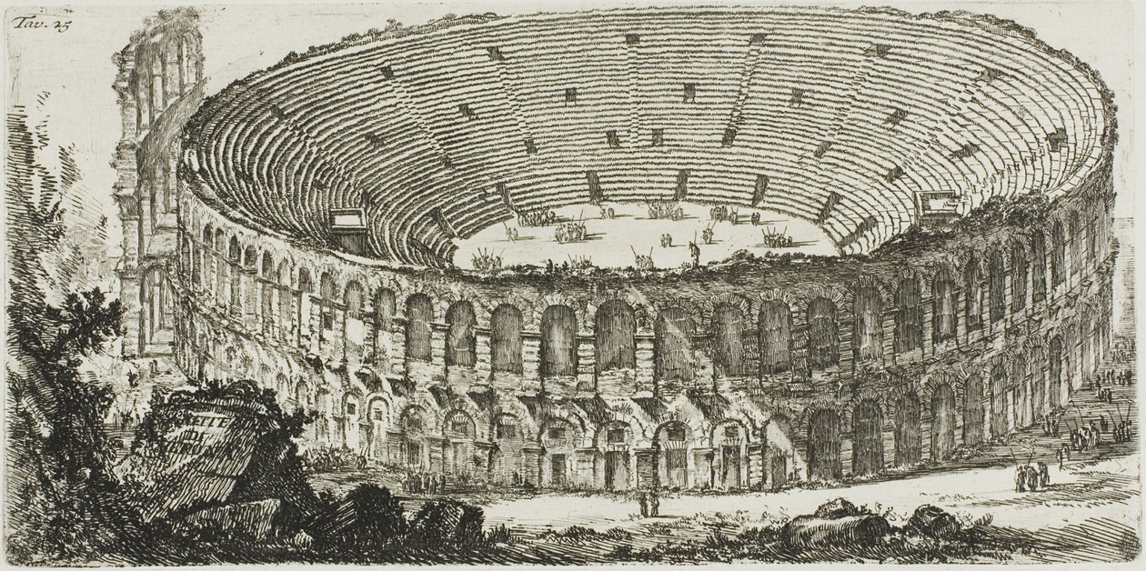 Amfiteátr Verona, deska 25 z některých pohledů na triumfální oblouky a další památky od Giovanni Battista Piranesi