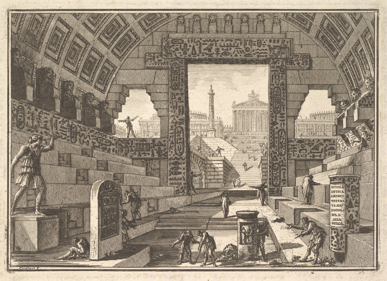 Starověká škola postavená v egyptském a řeckém stylu od Giovanni Battista Piranesi