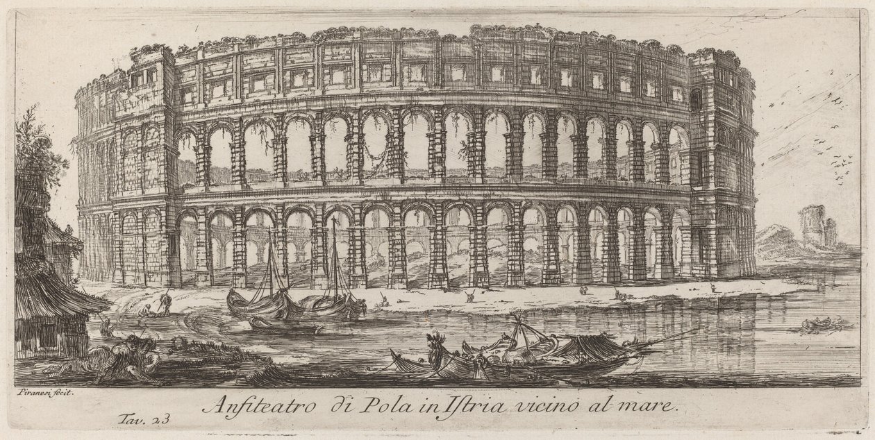 Amfiteátr v Pule na Istrii od Giovanni Battista Piranesi