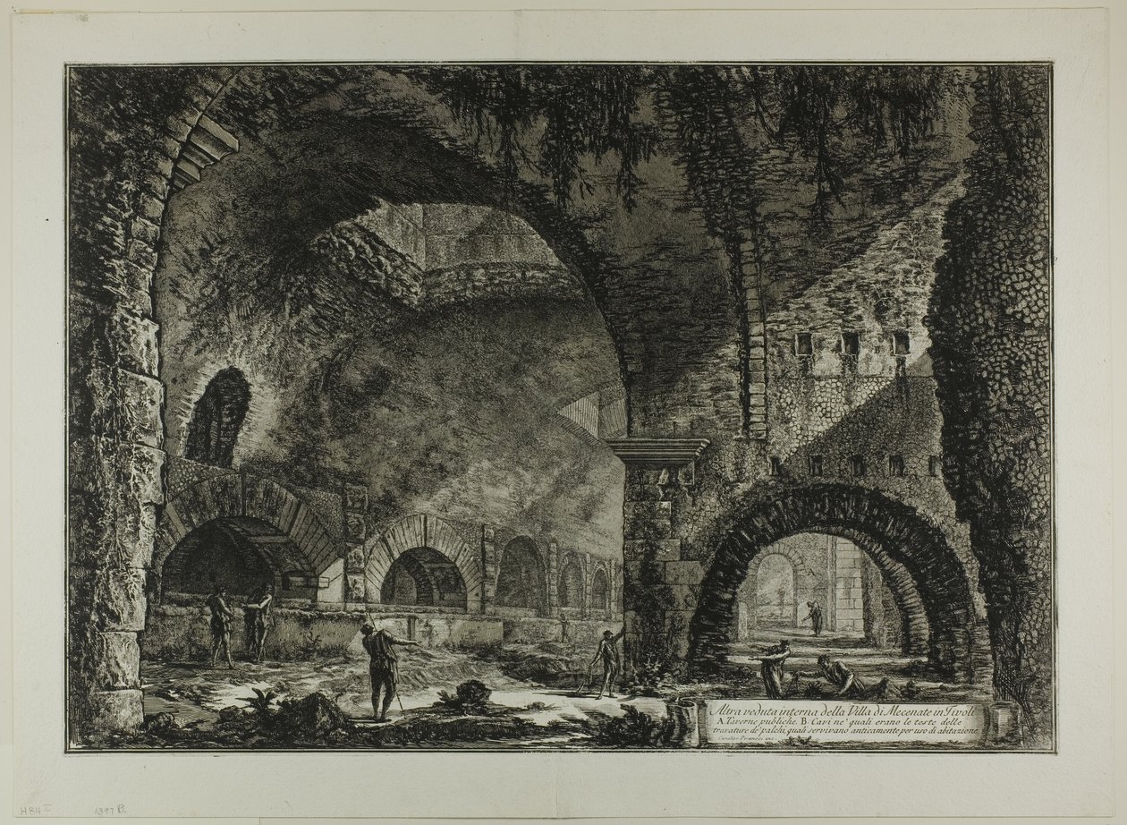Další vnitřní pohled na vilu Maecenas, Tivoli, z Views of Rome od Giovanni Battista Piranesi