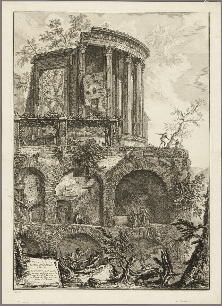 Další pohled na chrám Sibyly v Tivoli, z Views of Rome od Giovanni Battista Piranesi