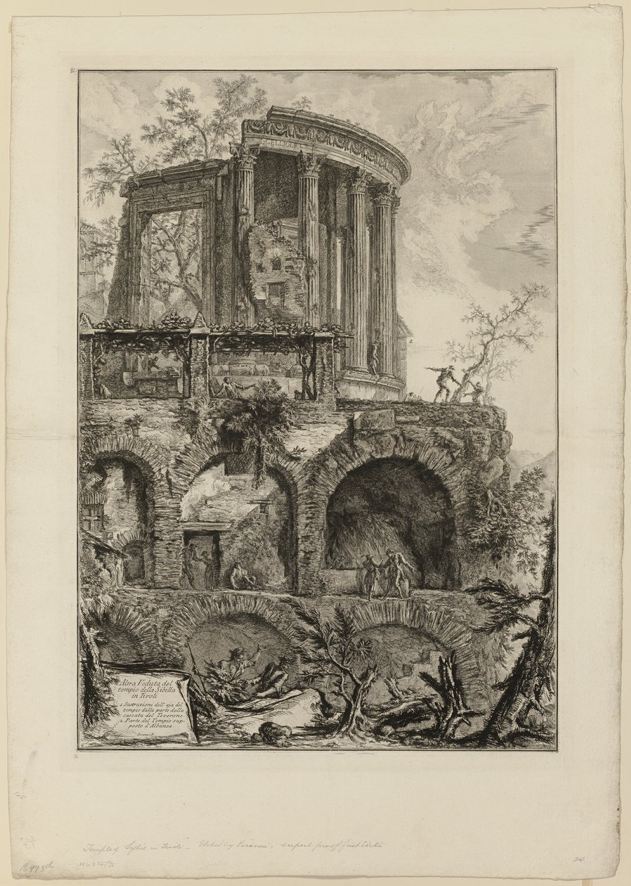 Další pohled na chrám Sibyly v Tivoli, z Views of Rome od Giovanni Battista Piranesi