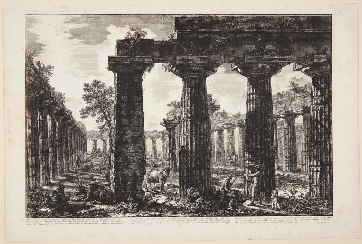 Jiný pohled na průčelí pronaa nakreslené a popsané v tabuli V [...] od Giovanni Battista Piranesi