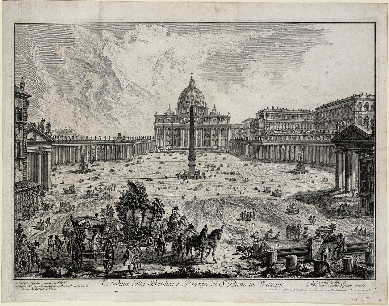 Pohled na baziliku a náměstí svatého Petra ve Vatikánu (z: Vedute di Roma) od Giovanni Battista Piranesi