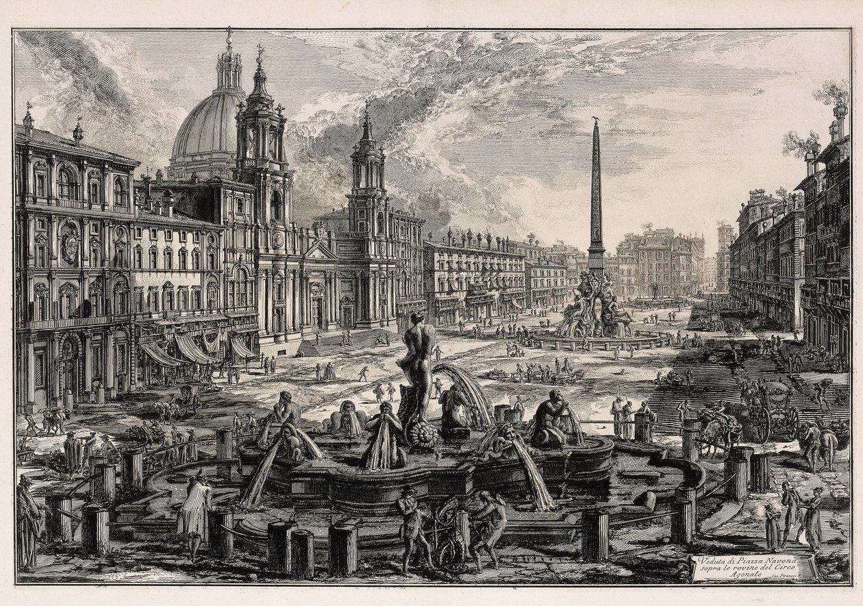 Pohled na Piazza Navona v Římě (z: Vedute di Roma) od Giovanni Battista Piranesi