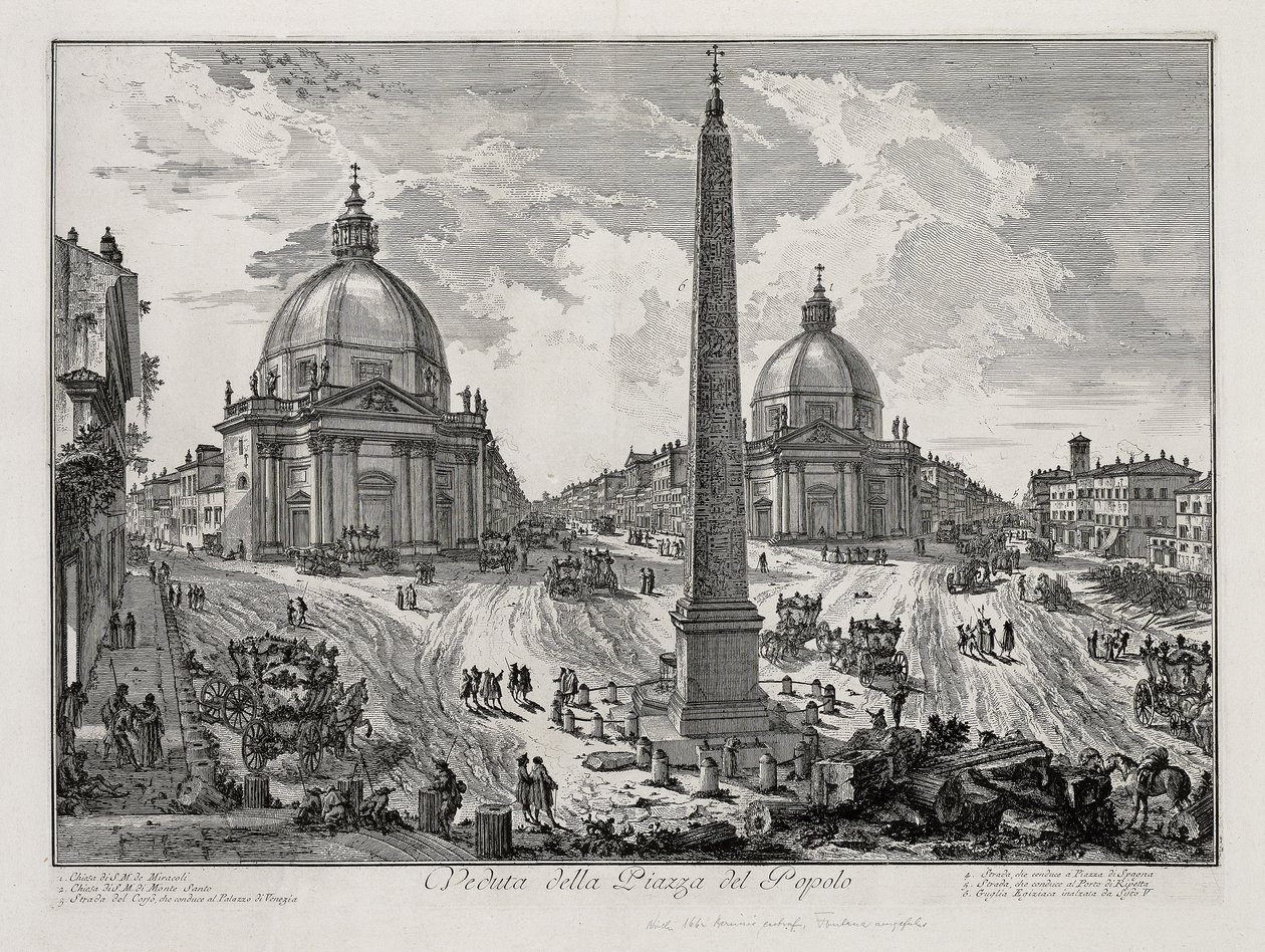 Pohled na Piazza del Popolo (z: Vedute di Roma) od Giovanni Battista Piranesi