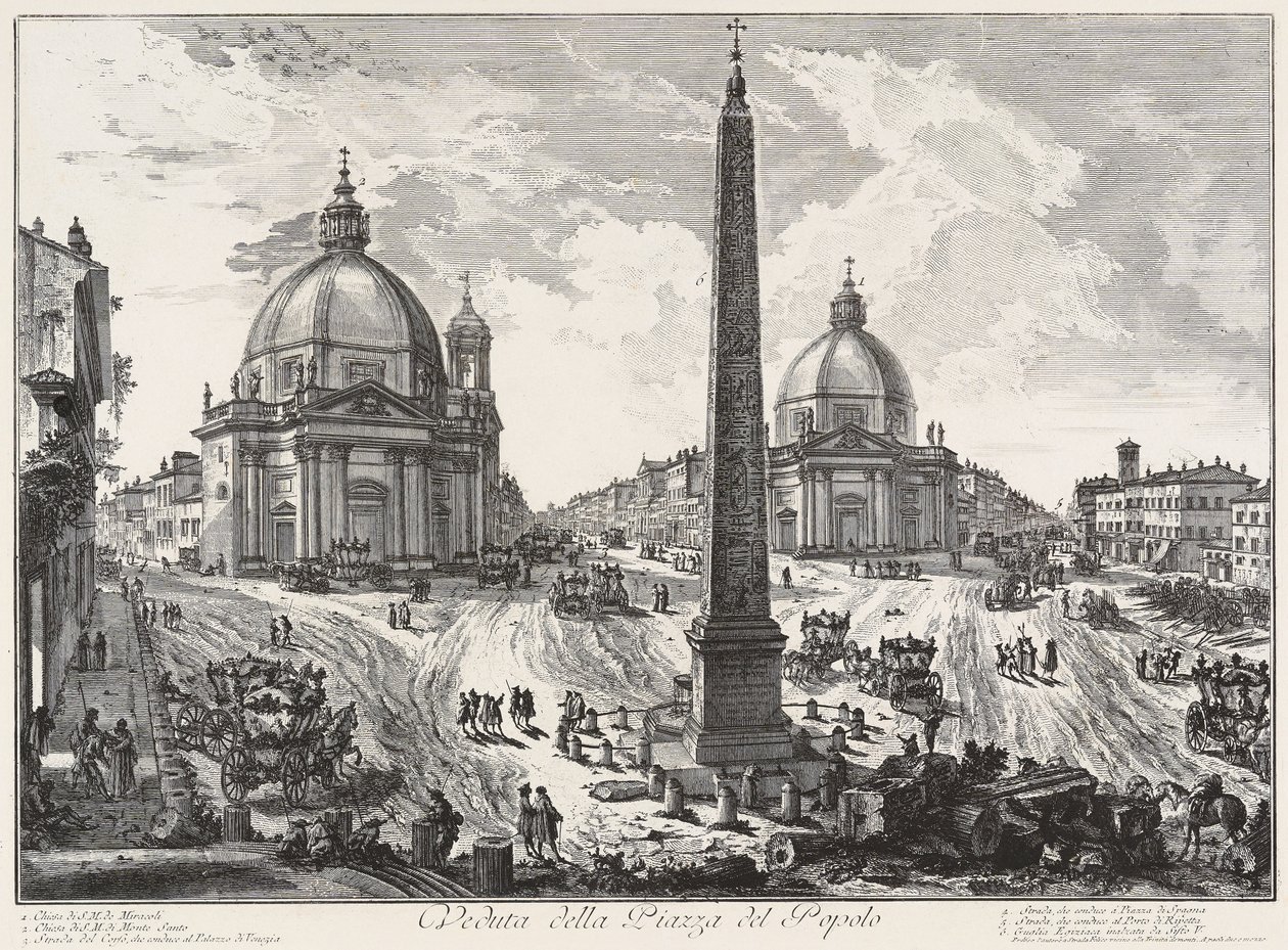 Pohled na Piazza del Popolo od Giovanni Battista Piranesi