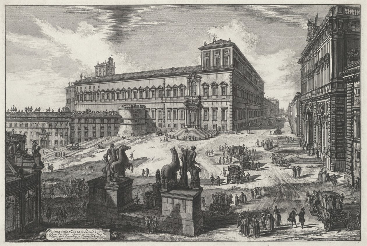 Pohled na Piazza di Monte Cavallo (z: Vedute di Roma) od Giovanni Battista Piranesi