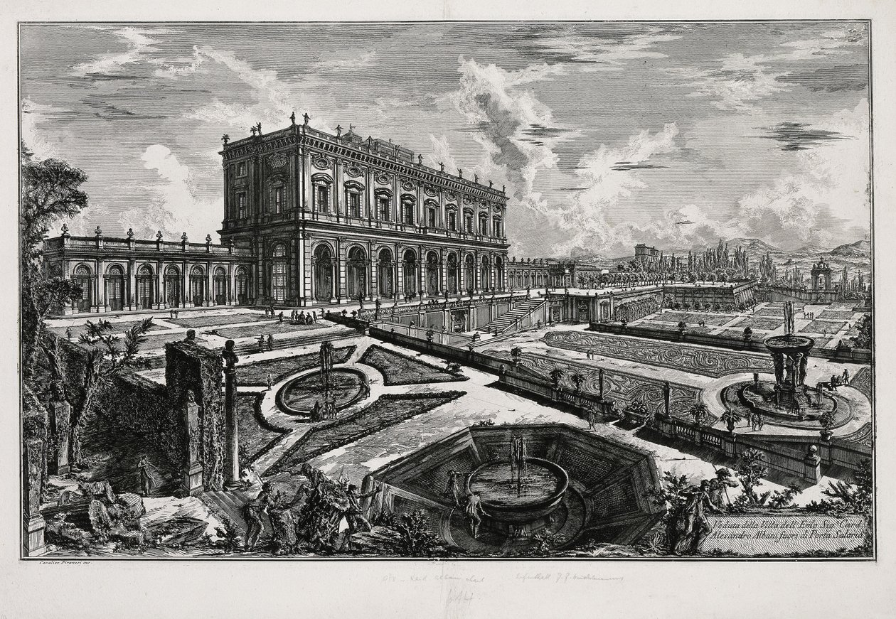 Pohled na vilu Albani před Porta Salaria (z: Vedute di Roma) od Giovanni Battista Piranesi