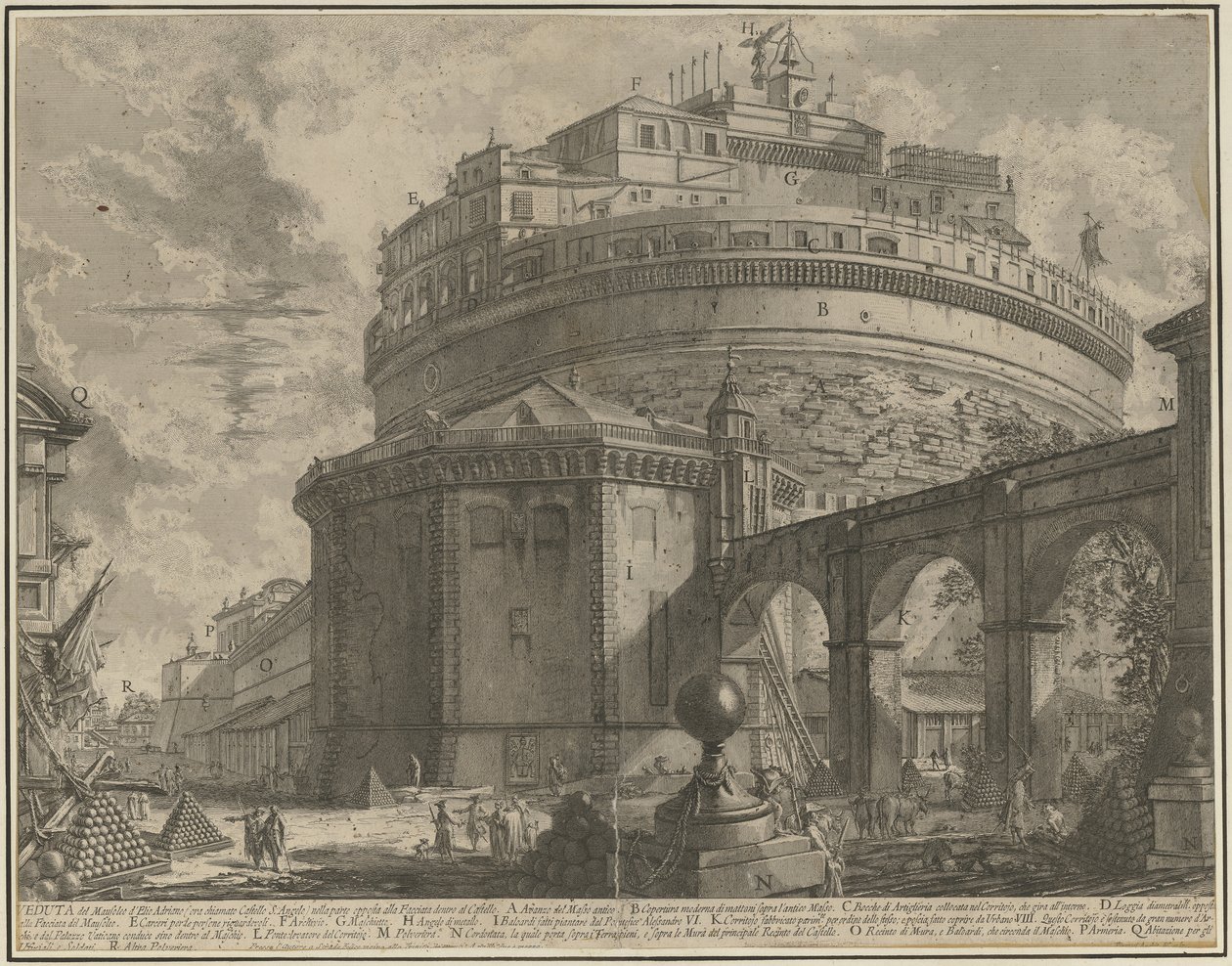 Pohled na Andělský hrad od Giovanni Battista Piranesi
