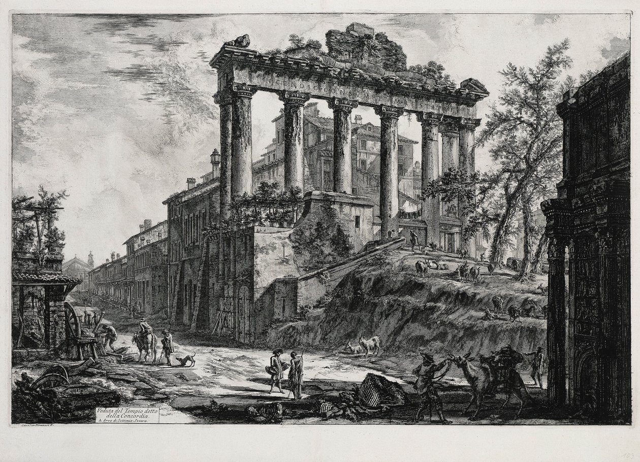 Pohled na Chrám Concordie (z: Vedute di Roma) od Giovanni Battista Piranesi