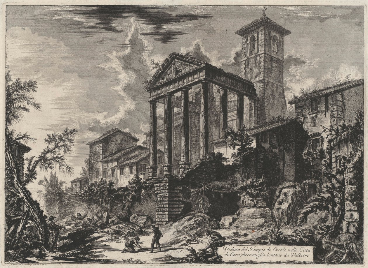 Pohled na Herkulův chrám ve městě Cora, deset mil od Velletri (z: Vedute di Roma) od Giovanni Battista Piranesi