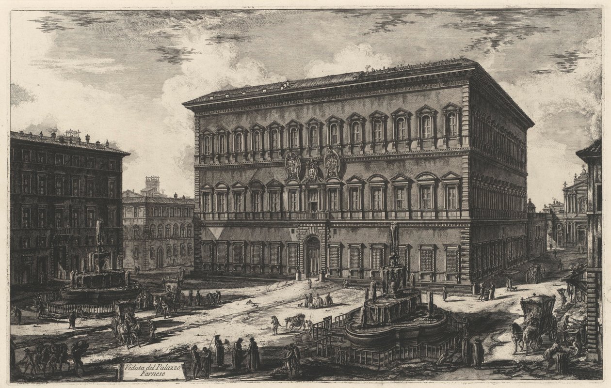 Pohled na Palazzo Farnese (z: Vedute di Roma) od Giovanni Battista Piranesi