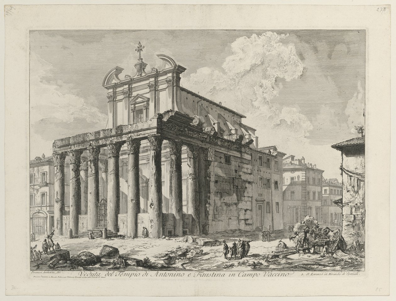 Pohled na chrám Antonina a Faustiny od Giovanni Battista Piranesi