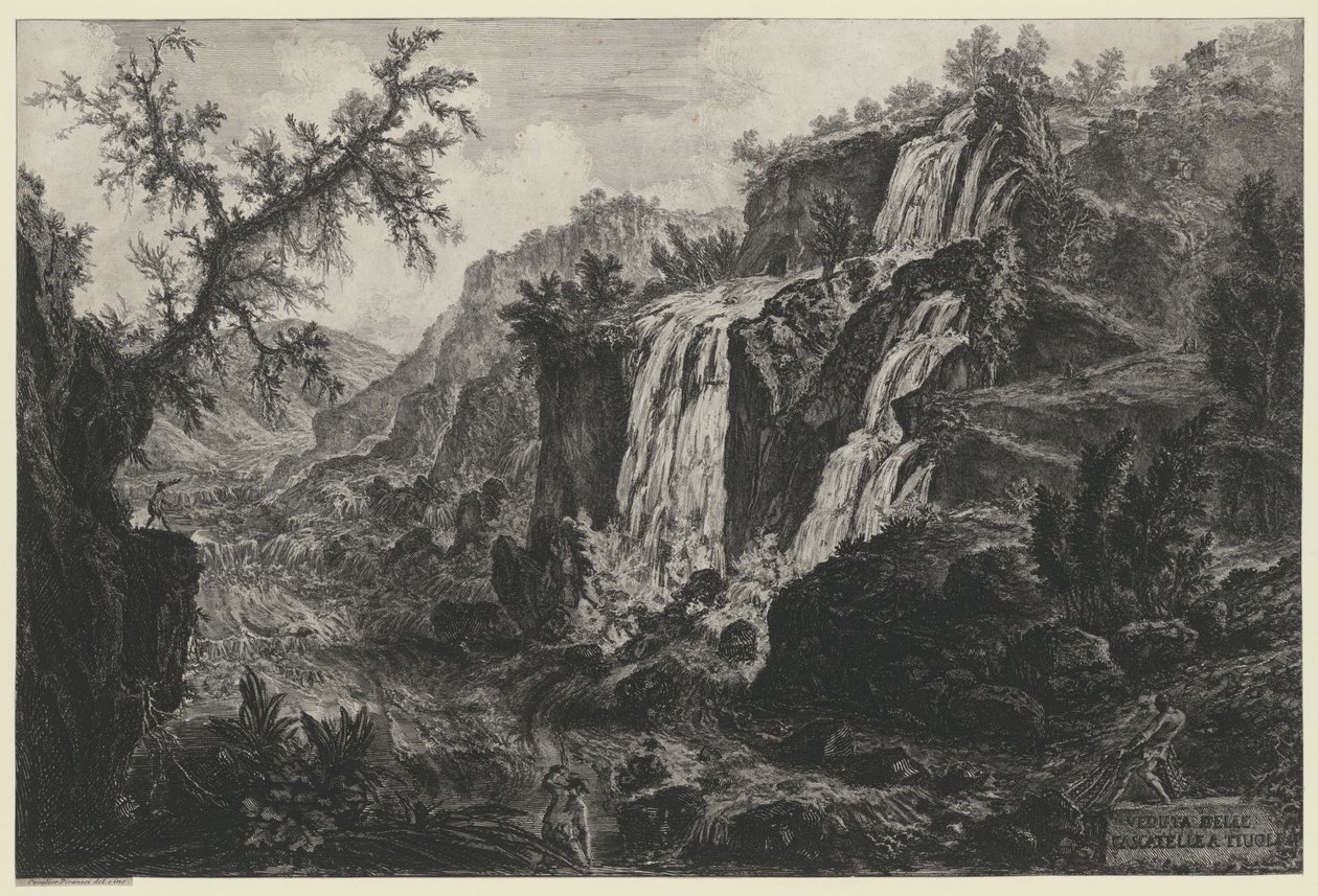 Pohled na vodopád v Tivoli od Giovanni Battista Piranesi