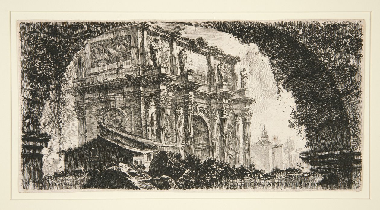 Konstantinův oblouk v Římě, z Několika pohledů na triumfální oblouky a jiné památky od Giovanni Battista Piranesi