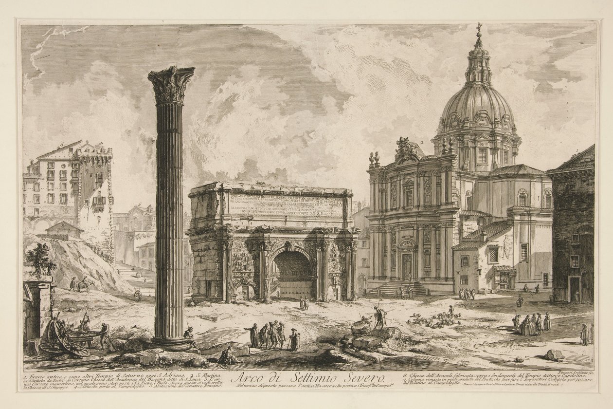 Septimiův Severův oblouk, z Vedute di Roma od Giovanni Battista Piranesi