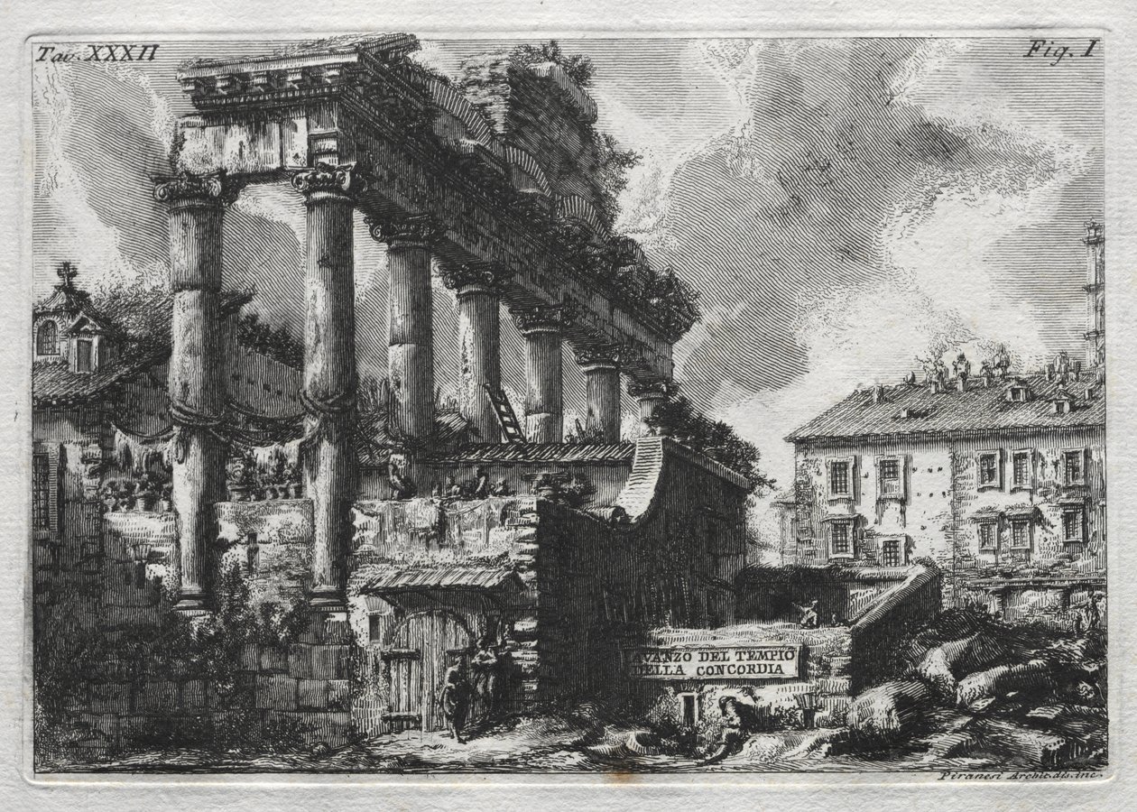 Avanco z chrámu Concordia od Giovanni Battista Piranesi