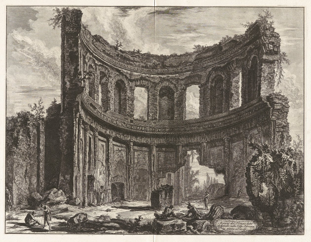 Pozůstatky chrámu, o kterém se říká, že je z Apollóna v Hadrianovi od Giovanni Battista Piranesi