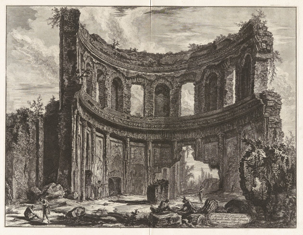 Pozůstatky chrámu údajně zasvěceného Apollónovi v Hadriánově vile poblíž Tivoli, z „Pohledů na Řím“ od Giovanni Battista Piranesi