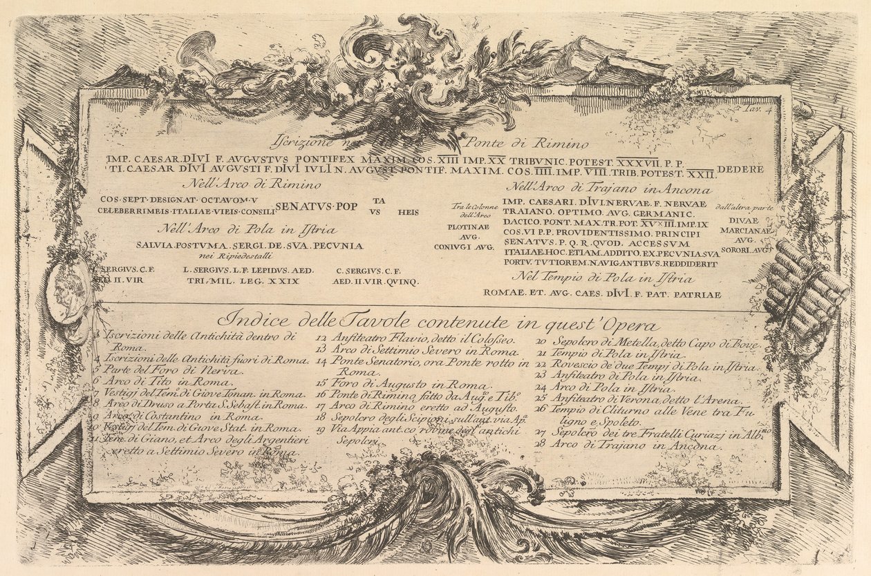 Začátek Nápis na straně R ..., ca. 1748. od Giovanni Battista Piranesi