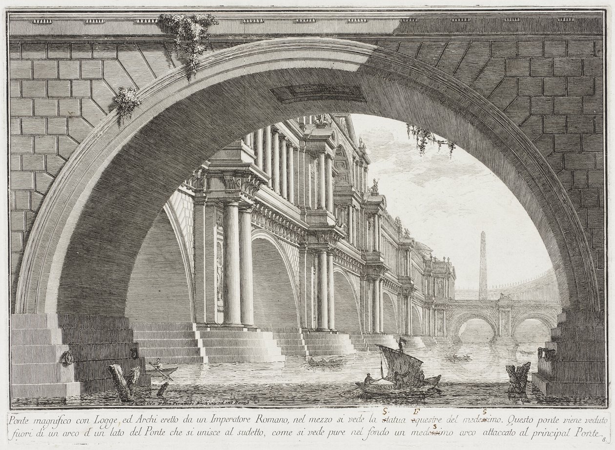Most krytý lodžiemi a oblouky od Giovanni Battista Piranesi