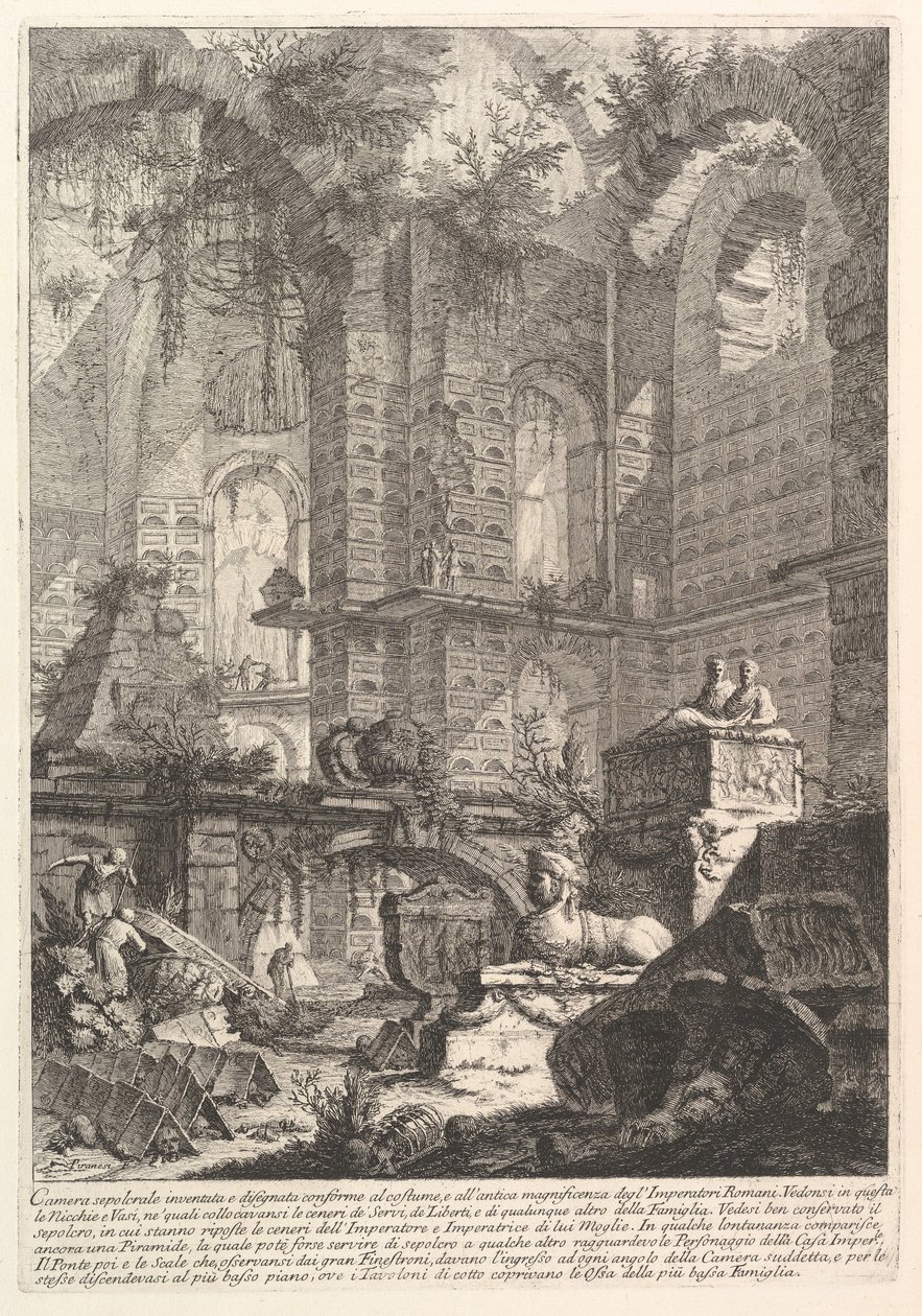 Pohřební komora vynalezena a navržena podle zvyku a ke starobylé velkoleposti ..., ca. 1750. od Giovanni Battista Piranesi