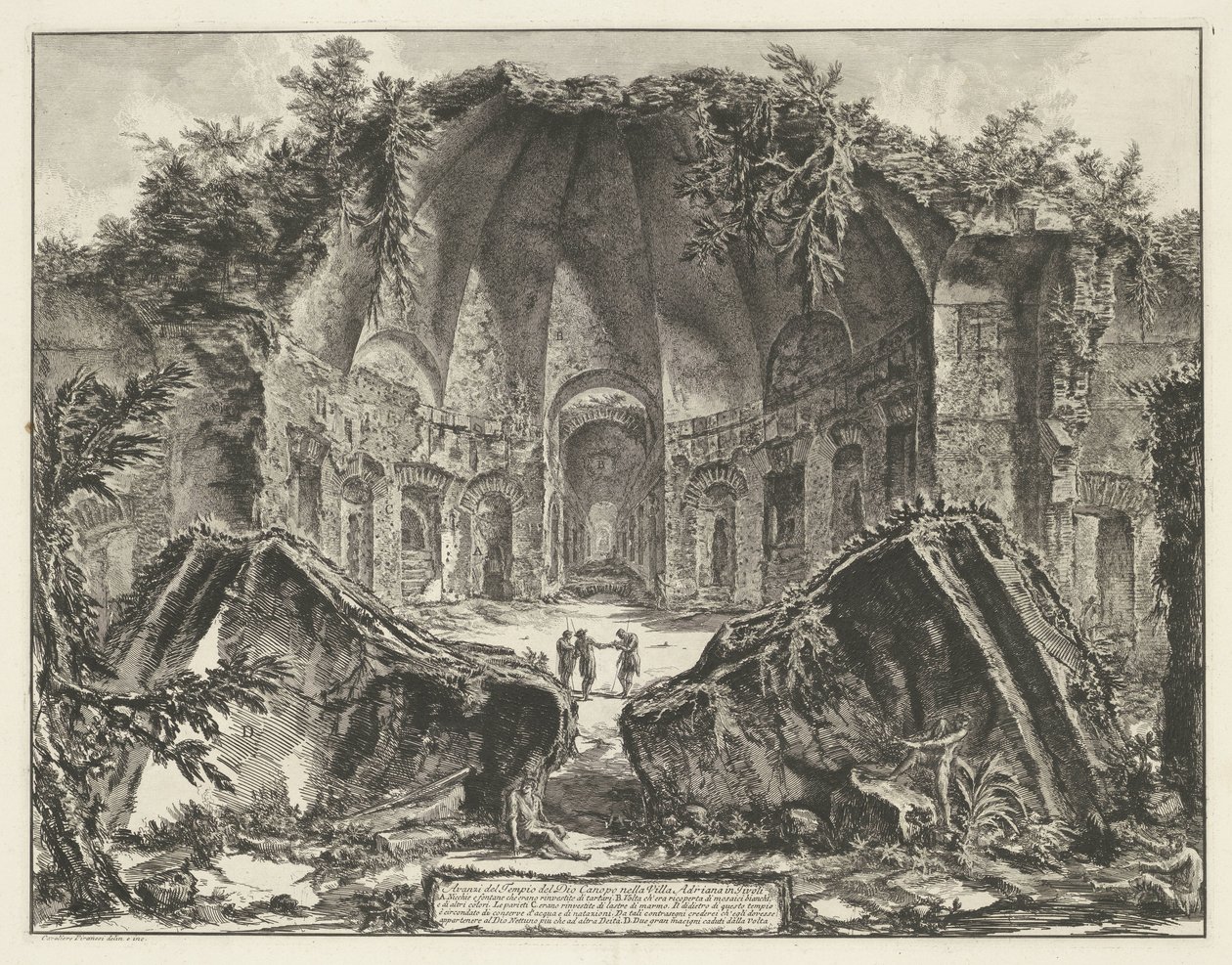 Canopus v de Villa Adriana t a Tivoli Pozůstatky chrámu Božího Canopus ve Villa Adriana v Tivoli (název na objektu) Gezichten op Rome (název série) Pohledy na Řím navržený a vyrytý architektem Giambattista Piranesi Ve (nez) iano (název série) od Giovanni Battista Piranesi