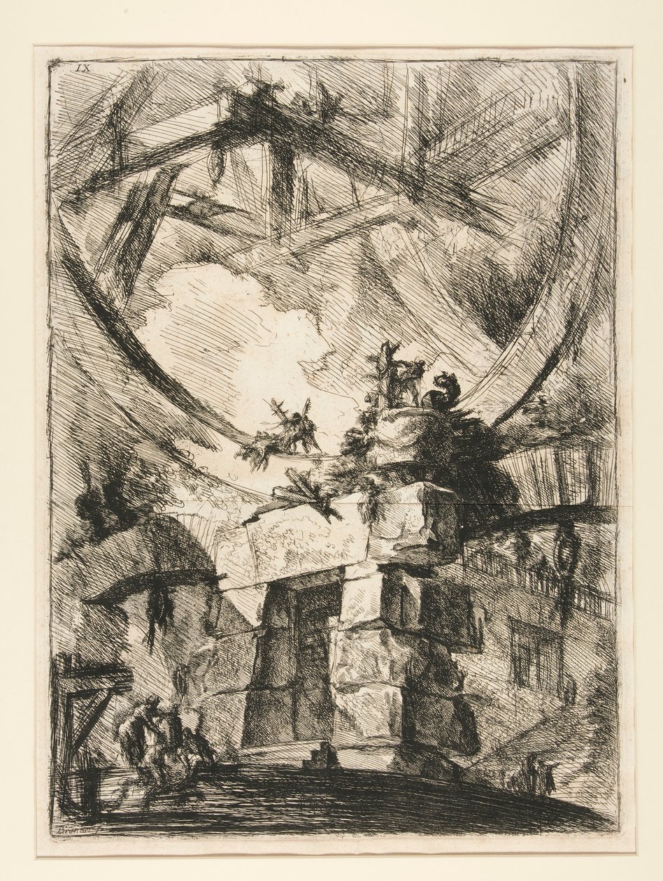Carceri, IX: Obří kolo od Giovanni Battista Piranesi