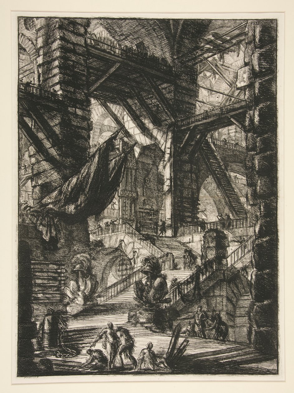 Carceri, VIII: Schodiště s trofejemi od Giovanni Battista Piranesi