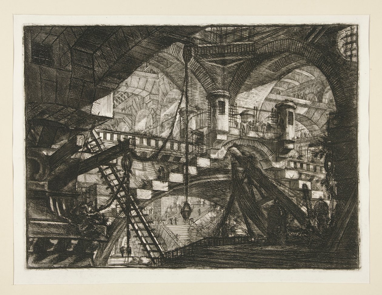 Carceri, XI: Oblouk s mušlovým ornamentem od Giovanni Battista Piranesi