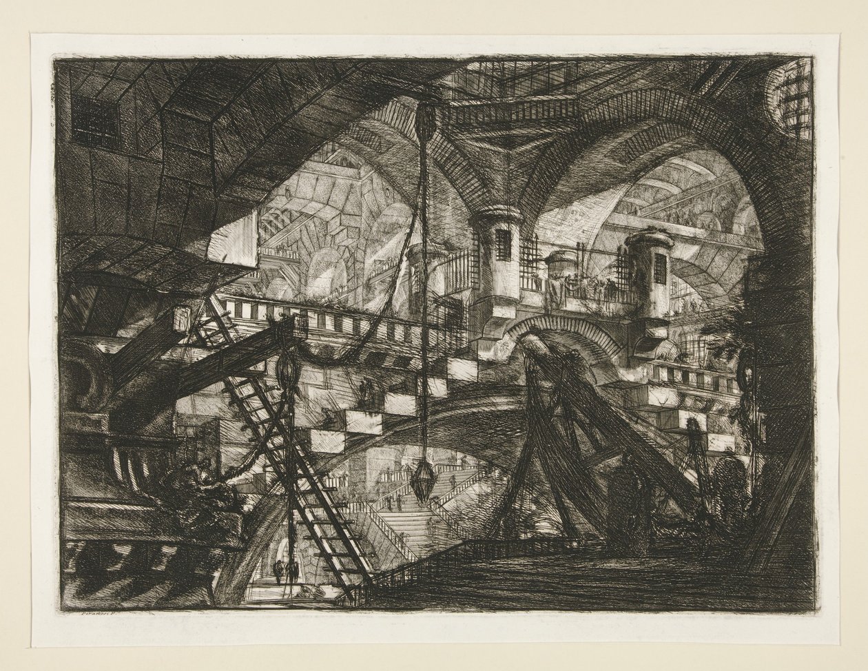 Carceri, XI: Oblouk s mušlovým ornamentem od Giovanni Battista Piranesi