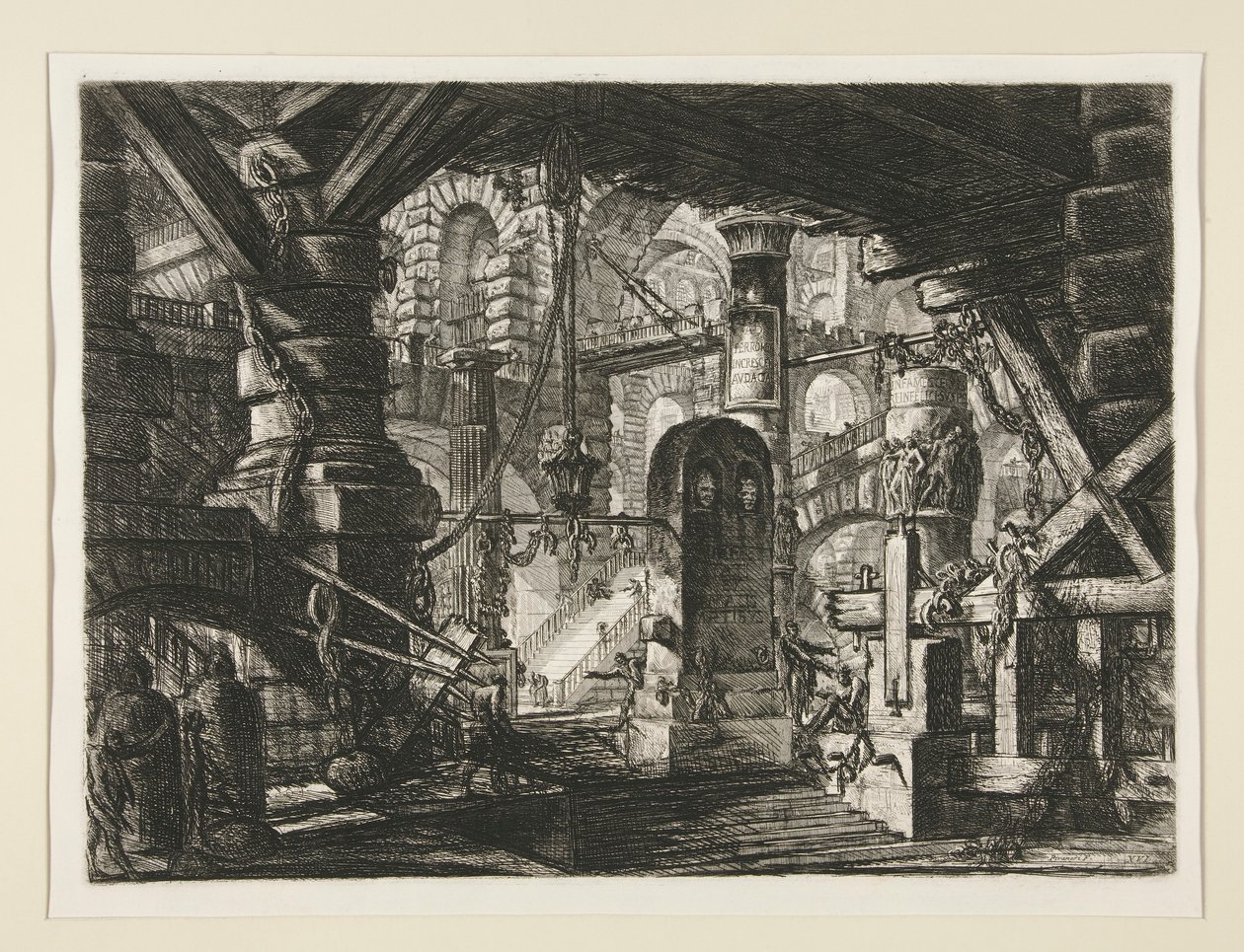 Carceri, XVI.: Molo s řetězy od Giovanni Battista Piranesi