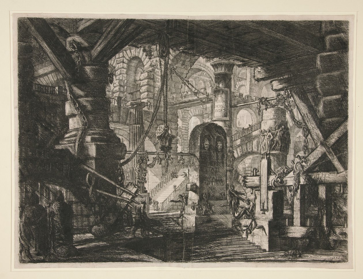 Carceri, XVI: Molo s řetězy od Giovanni Battista Piranesi