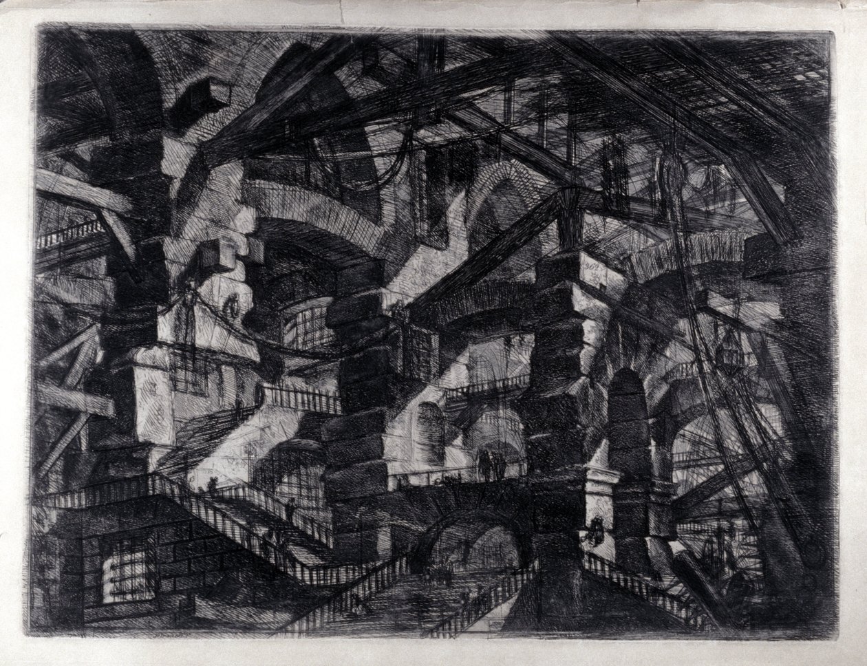 "Vězení vynálezu" "Vnitřní pohled na imaginární vězení. Kresba Giovanni Piranesi (známý jako Piranese) (1720-1778). od Giovanni Battista Piranesi