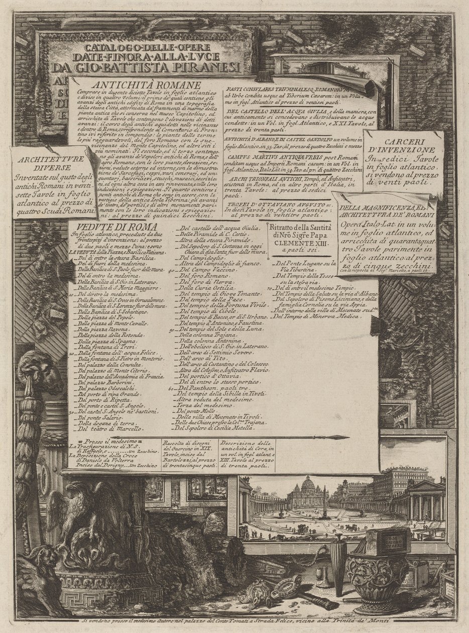 Katalog prací od Giovanni Battista Piranesi