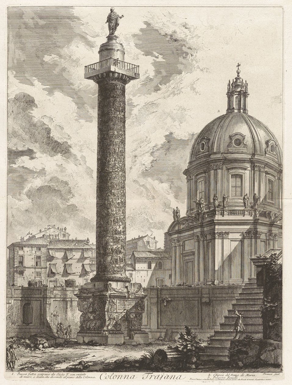 Trajánův sloup, z Vedute di Roma (Pohledy na Řím) od Giovanni Battista Piranesi