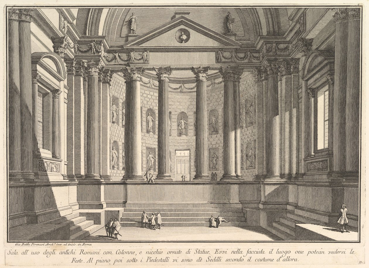 Kolonádová síň podle zvyku starých Římanů a výklenky zdobené..., ca. 1750. od Giovanni Battista Piranesi
