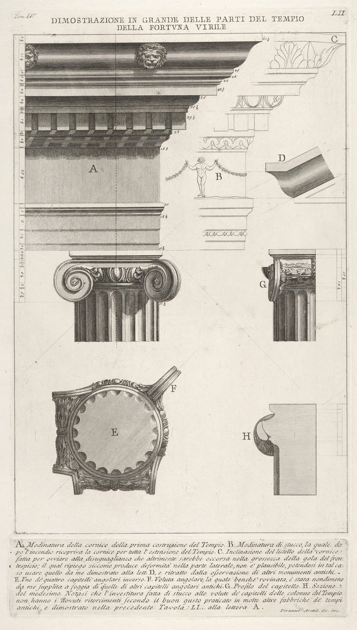 Rám a sloup z chrámu Fortuna Virilis Tempio della Fortuna Virile, z ..., 1756. od Giovanni Battista Piranesi