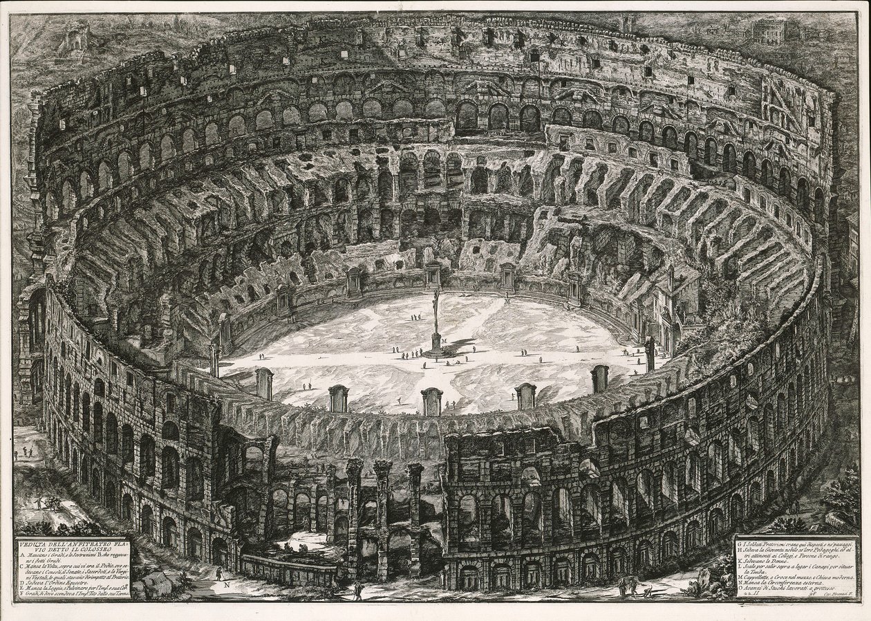 Koloseum z ptačí perspektivy (z: Vedute di Roma) od Giovanni Battista Piranesi