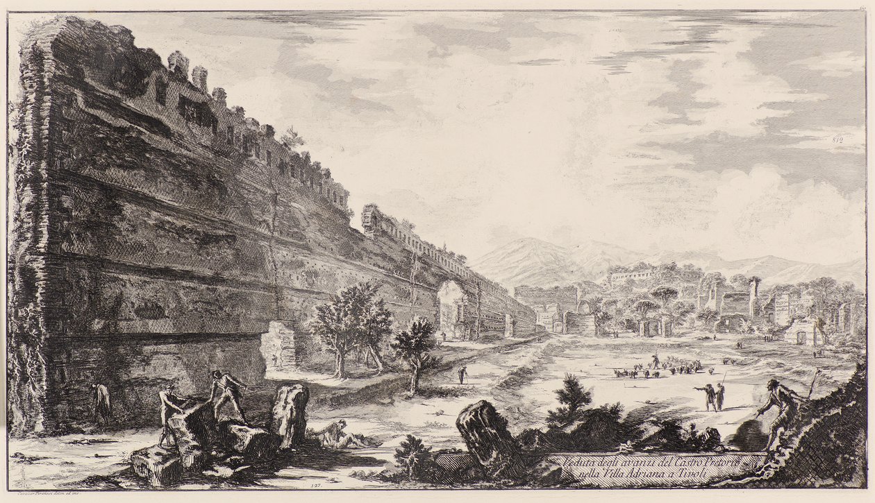 Degli Avanzi Del Castro Pretorio v Hadriánově vile v Tivoli od Giovanni Battista Piranesi