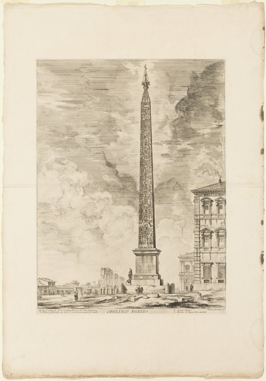 Egyptský obelisk. To bylo postaveno papežem Sixtem V. na Piazza of St. John Lateran, z Views of Rome od Giovanni Battista Piranesi