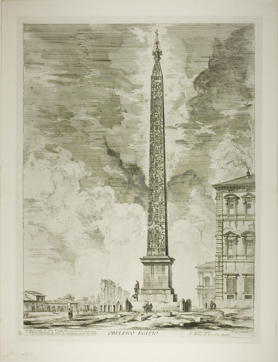 Egyptský obelisk. To bylo postaveno papežem Sixtem V. na Piazza of St. John Lateran, z Views of Rome od Giovanni Battista Piranesi