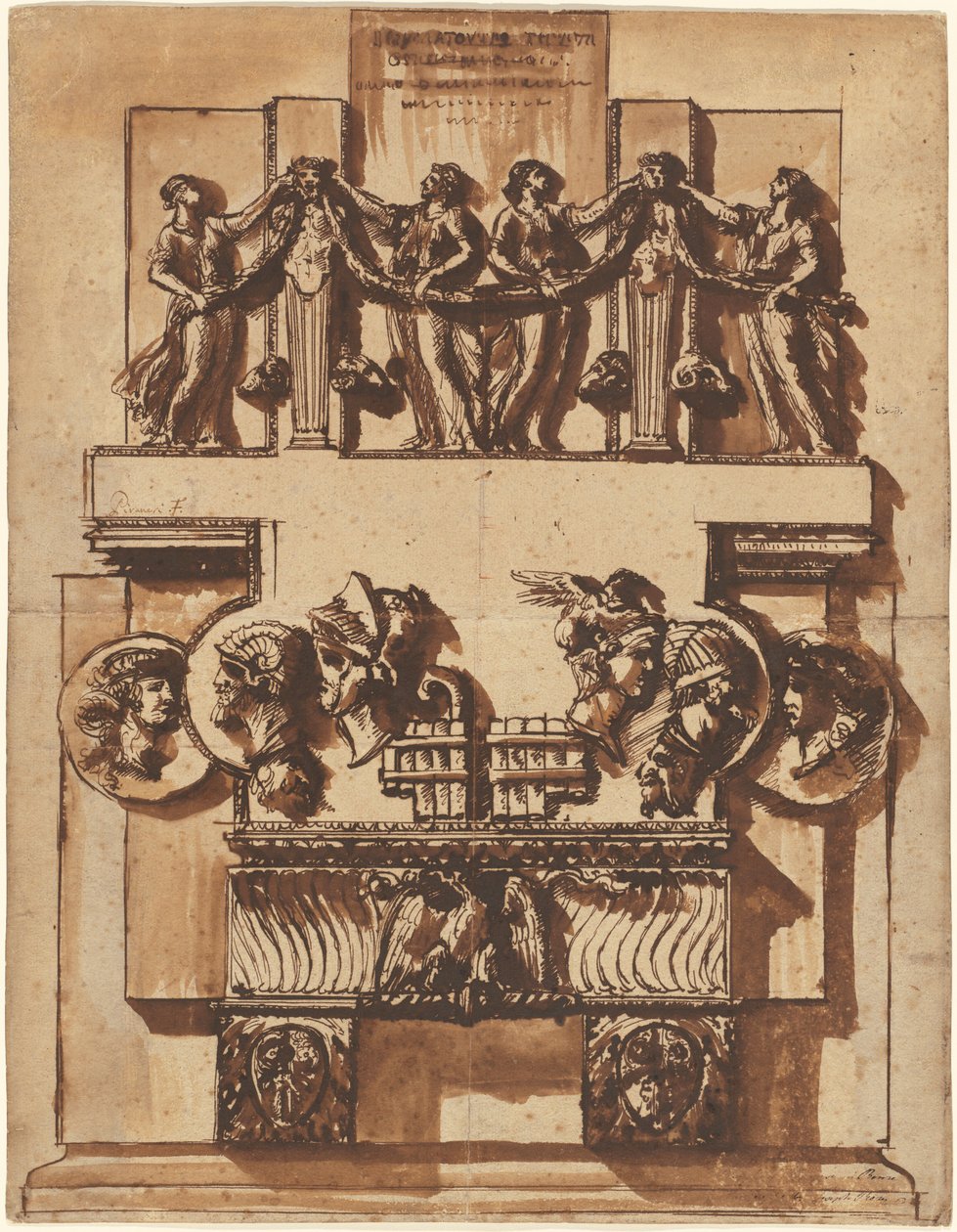 Fantazie velkolepého pomníku na zdi od Giovanni Battista Piranesi