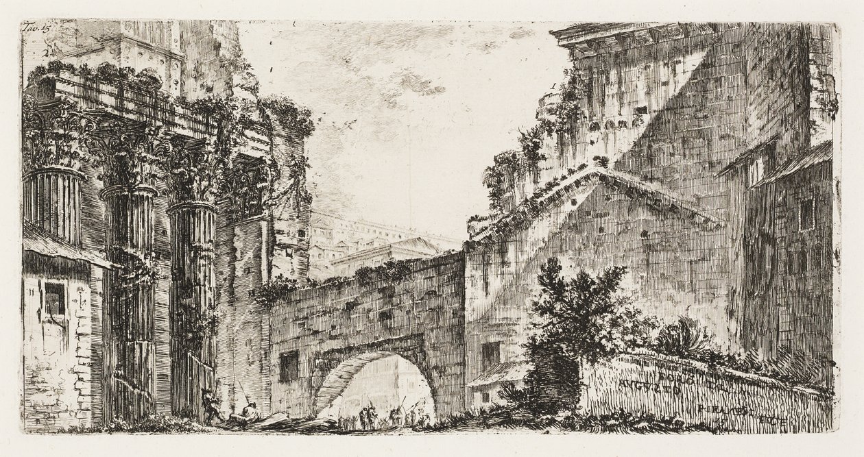 Forum of Augustus, deska 15 z některých pohledů na triumfální oblouky a další památky od Giovanni Battista Piranesi