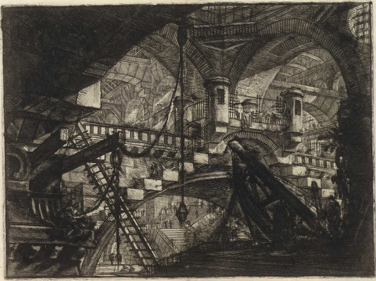 Ze série Imaginární vězení (The Prisons of Invention) od Piranesi, Giovanni Battista (1720-1778). Mědirytina, ca 1761, soukromá sbírka od Giovanni Battista Piranesi